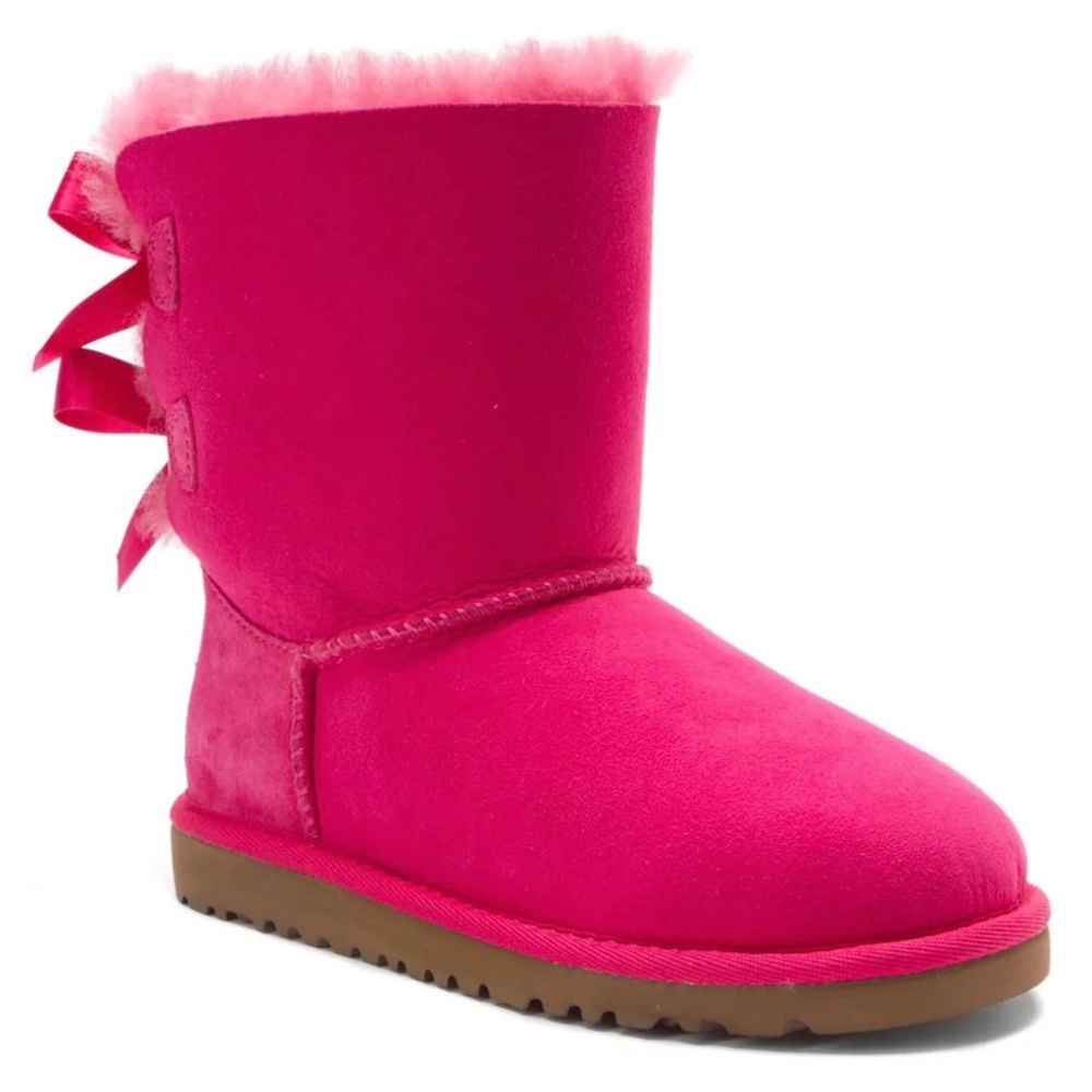 Ugg Uggs Bailey bow baby toddler girls cerise hot pink fuchsia boots 7 - Picture 7 of 7